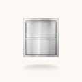 Stainless steel appliance panel on a white background