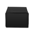 Black cube-shaped ottoman on a white background