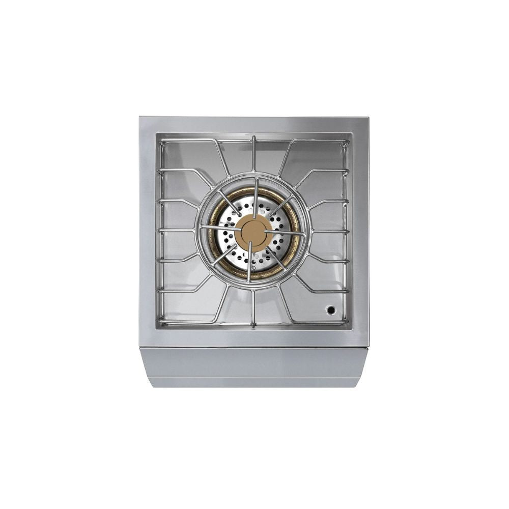 Stainless steel gas stove on a white background