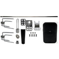 Collection of hardware components on a white background