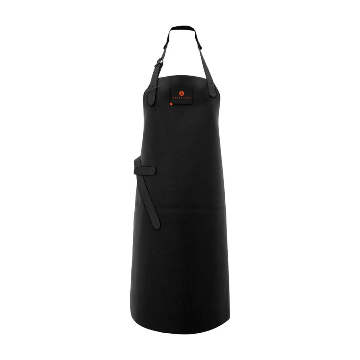 Black apron with a pocket on a white background
