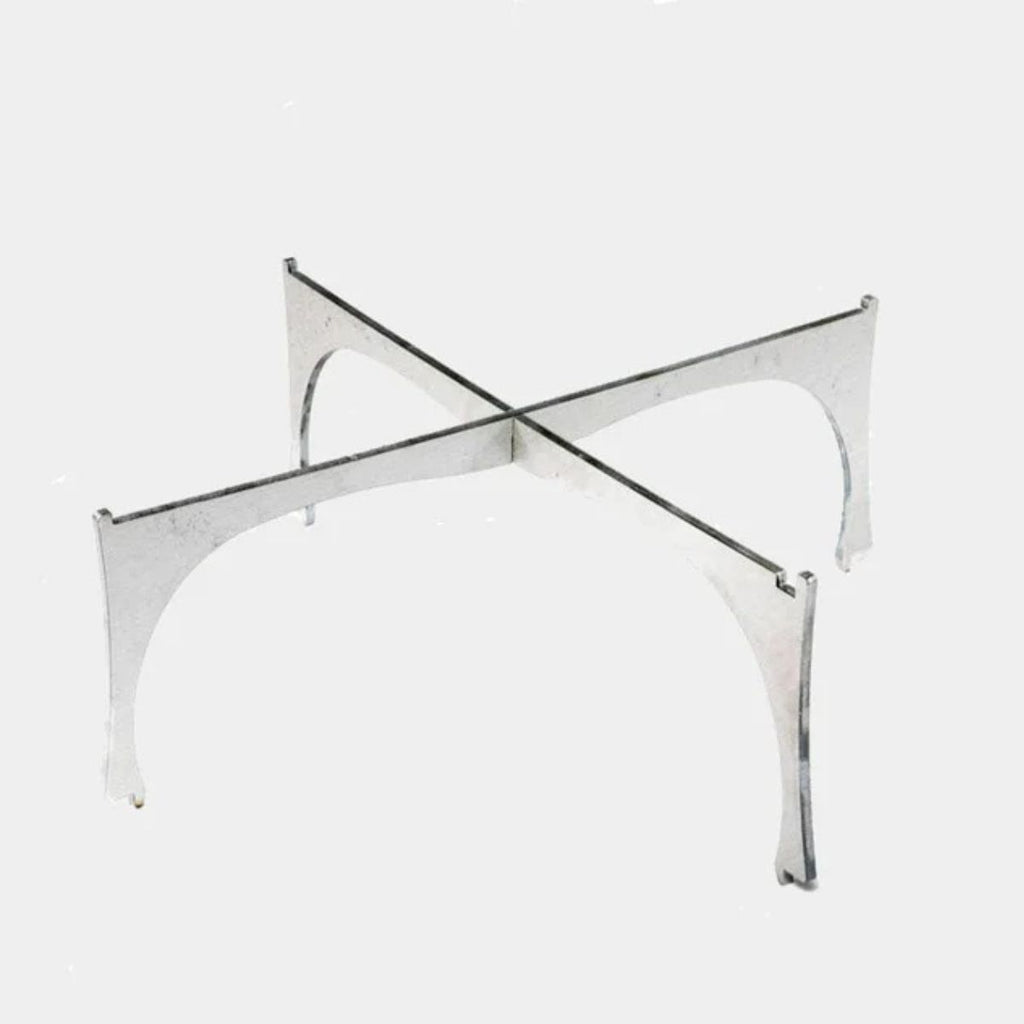 Metallic chair frame on a white background