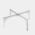 Metallic chair frame on a white background