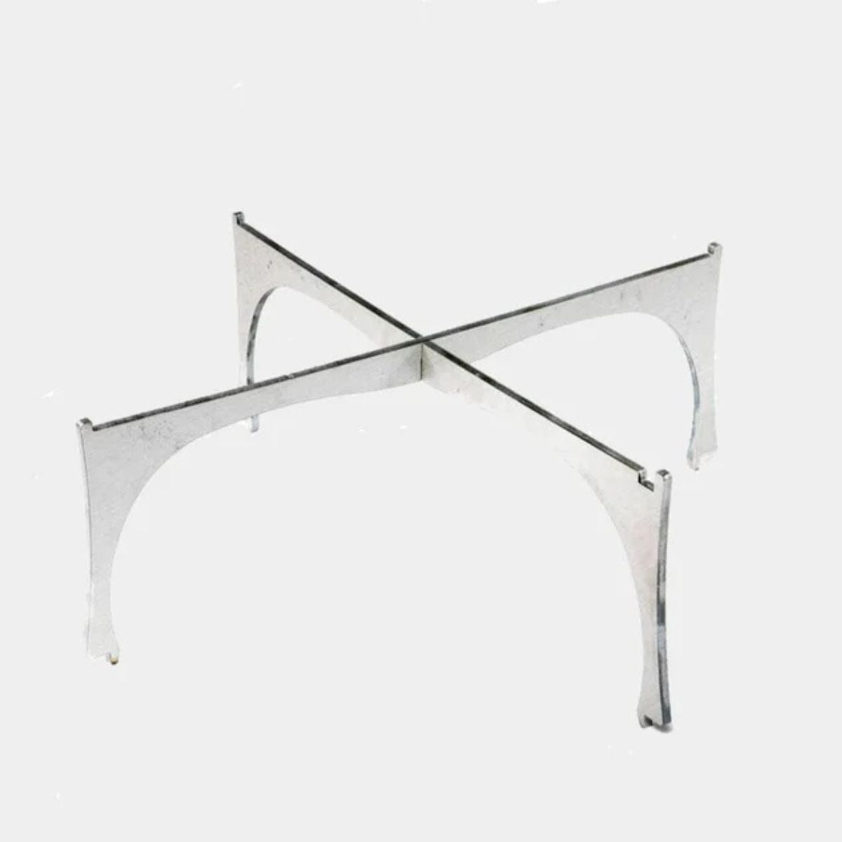 Metallic chair frame on a white background