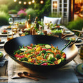 Cooked food in a wok