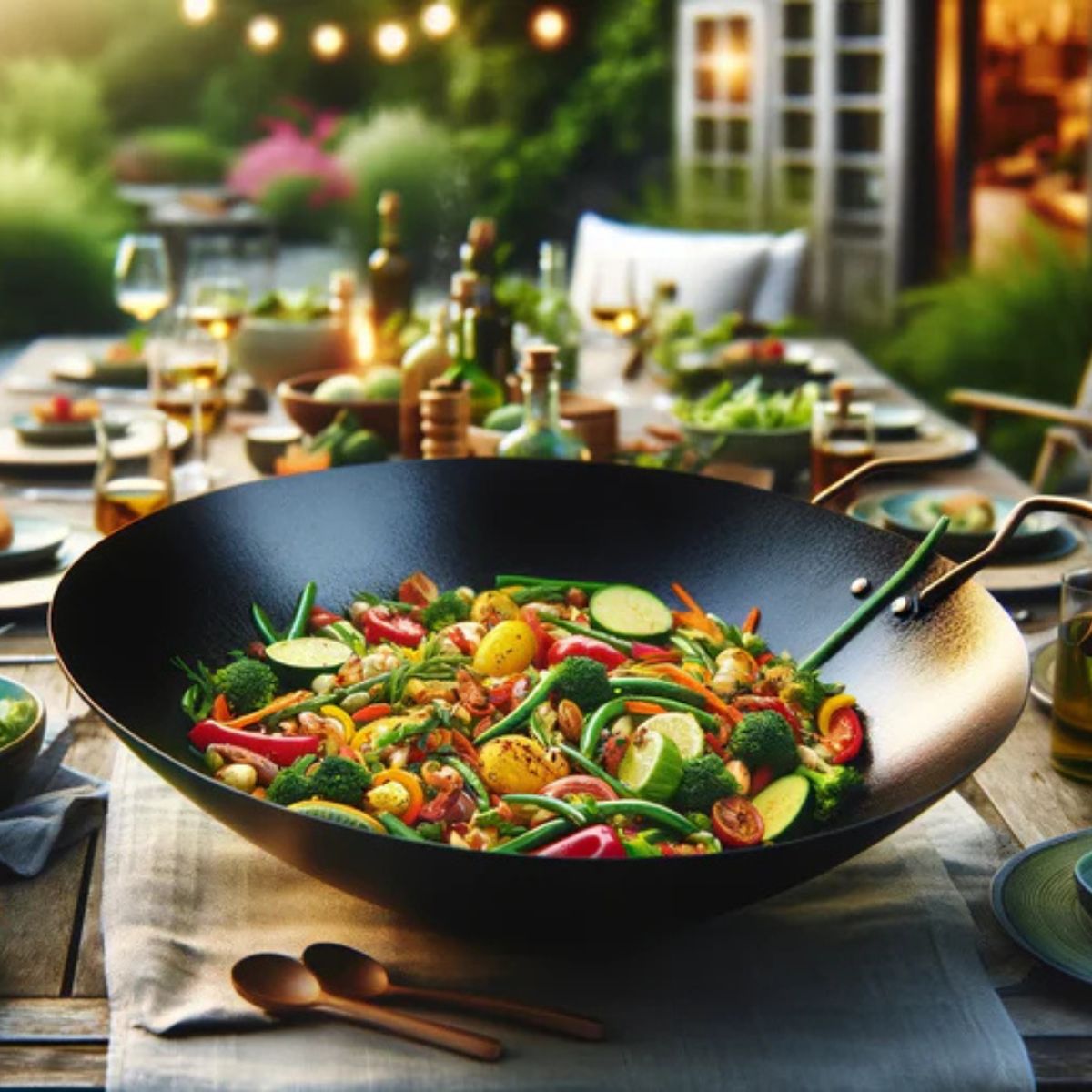 Cooked food in a wok